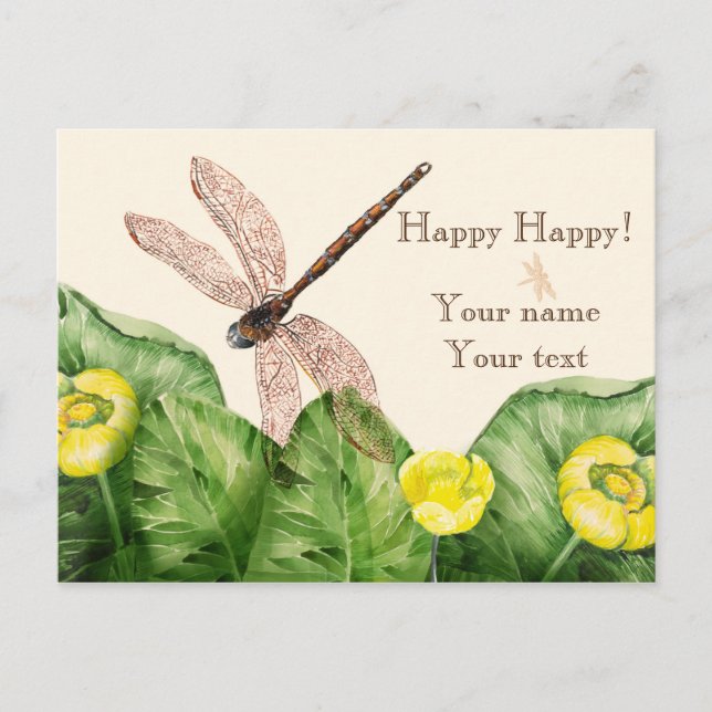 vatten-liljets vattenfärg vykort (Framsida)