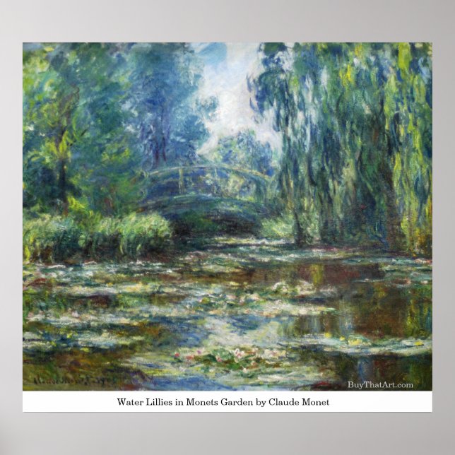 Vatten Lillies in Monets Garden by Claude Monet Poster (Framsidan)