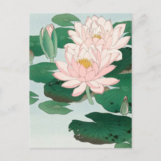 Vatten Lily av Ohara Koson, Blommigt Japansk konst Vykort