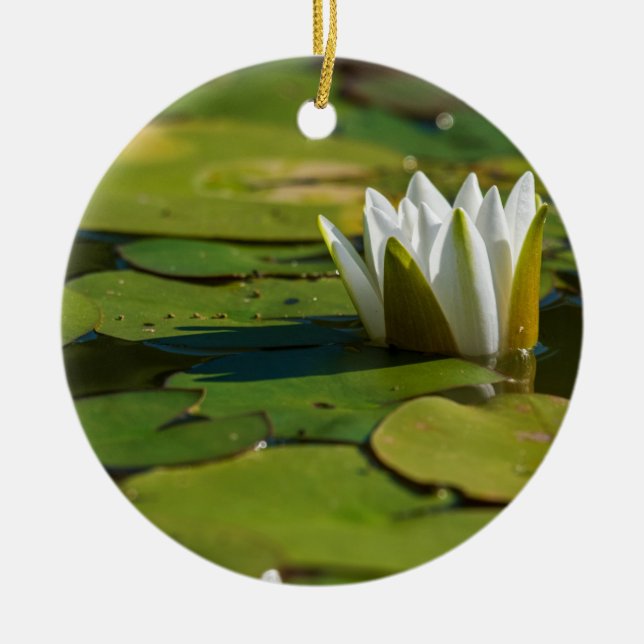 Vatten Lily Blommar Julgransprydnad Keramik (Framsidan)