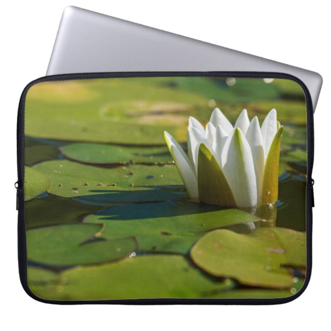 Vatten Lily Blommar Laptop Fodral (Framsidan)
