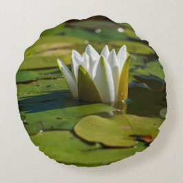 Vatten Lily Blommar Rund Kudde