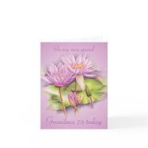 Vatten lily blommigt Grandma 75:e födelsedagskort