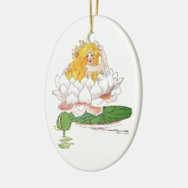 Vatten Lily Cute Flower Child Blommigt Fairy Girl Julgransprydnad Keramik