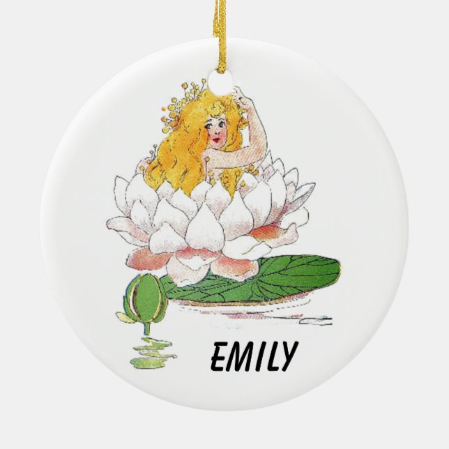 Vatten Lily Cute Flower Child Blommigt Fairy Girl Julgransprydnad Keramik (Baksidan)