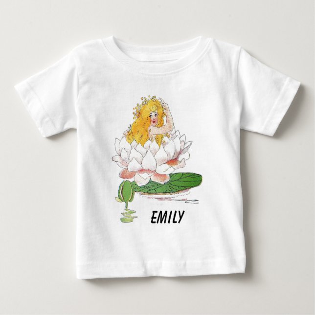 Vatten Lily Cute Flower Child Blommigt Fairy Girl Tee (Framsida)