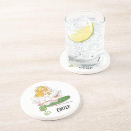 Vatten Lily Cute Flower Child Blommigt Fairy Girl Underlägg