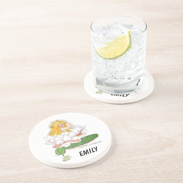 Vatten Lily Cute Flower Child Blommigt Fairy Girl Underlägg (Sidan)