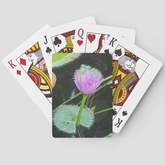 Vatten Lily Elegant Blommigt Söt Rosa Pond Flower  Casinokort (Baksidan)