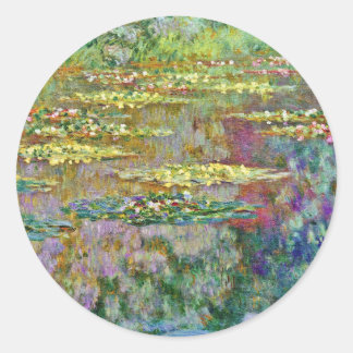 Vatten Lily Flowers Claude Monet Fine Art Runt Klistermärke