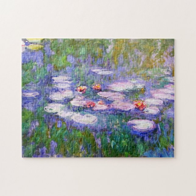 Vatten Lily Flowers i Bloom Claude Monet Fine Art Pussel (Horisontell)