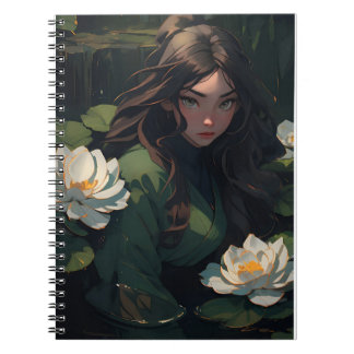 Vatten Lily Girl Notebook Anteckningsbok