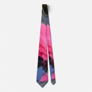 Vatten Lily in Red Rosa Lila Grönt Blue Neck Tie Slips
