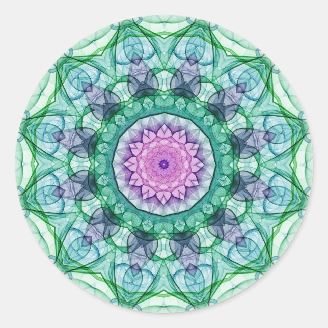 Vatten Lily kaleidoscope Runt Klistermärke (Framsida)