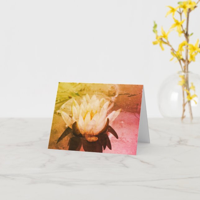 Vatten Lily Lotus Flower Art Note Card Kort (Gul blomma)