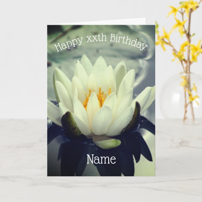 Vatten Lily Lotus Flower Personlig Birthday Card Kort (Gul blomma)