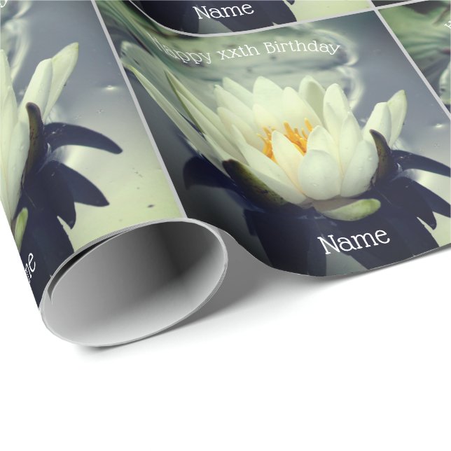 Vatten Lily Lotus Flower Personlig Birthday Presentpapper (Rullad Hörn)
