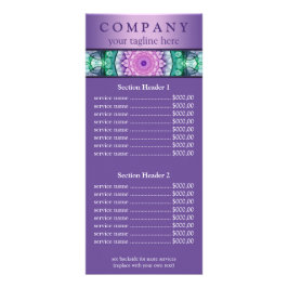 Vatten Lily mandala pris list-meny Reklamkort