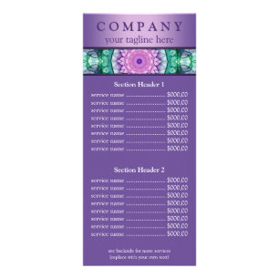 Vatten Lily mandala pris list-meny Reklamkort