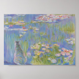 Vatten lily och cat Oscar-Claude Monet Poster