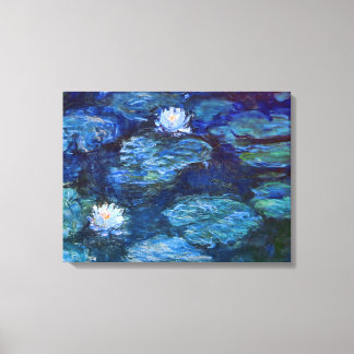 Vatten Lily Pond i Blue av Claude Monet Fine Art Canvastryck