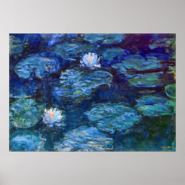 Vatten Lily Pond i Blue av Claude Monet Fine Art Poster