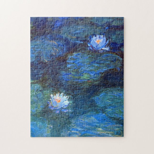Vatten Lily Pond i Blue Claude Monet Fine Art Pussel (Vertikal)