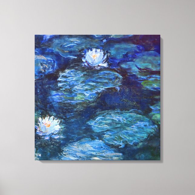 Vatten Lily Pond i Blue Monet Fine Art Canvastryck (Framsida)