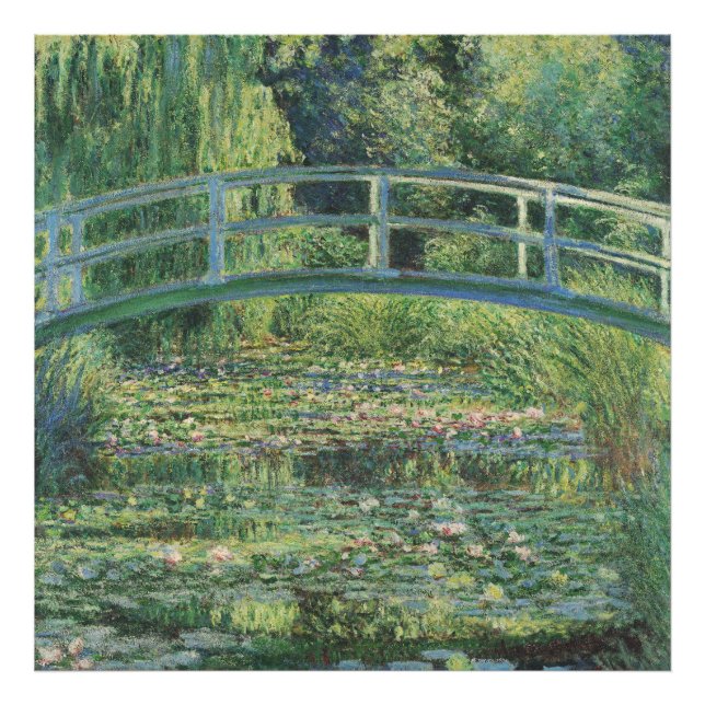 Vatten-Lily Pond, liggande Oljemålning, Monet Fototryck (Framsidan)