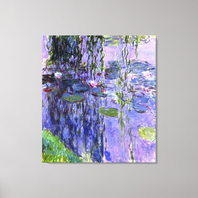 Vatten Lily Pond Violet Reflection Impressionism Canvastryck (Framsida)