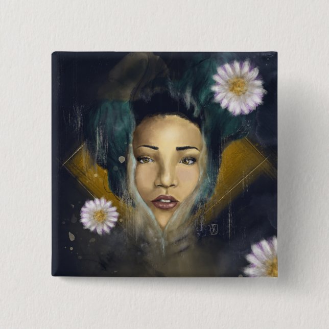 Vatten Lily Sjöjungfru Pin Knapp (Framsida)