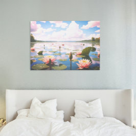 Vatten Lily w/ Rosa Clouds Reflektivt på Sjö | Perfect Poster