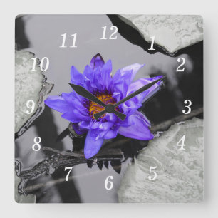 Vatten Lily Wall Clock Fyrkantig Klocka