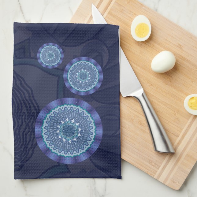 Vatten Mandala Hand Towel Kökshandduk (Vikt i Fjärdedel)