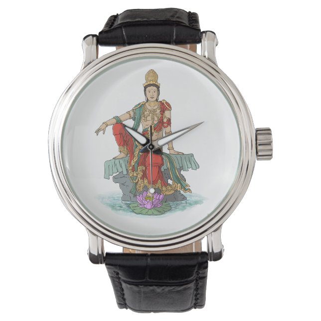 Vatten Måne Guan Yin Bodhisattva Watch Armbandsur (Framsida)
