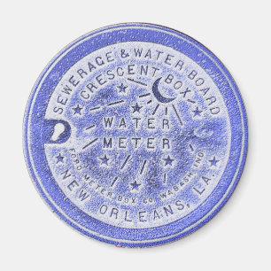 Vatten mäter locket i blått magnet