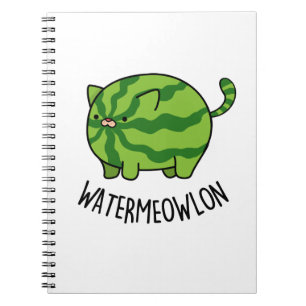 Vatten-meow-lon Funny Watermelon Cat Pun Anteckningsbok
