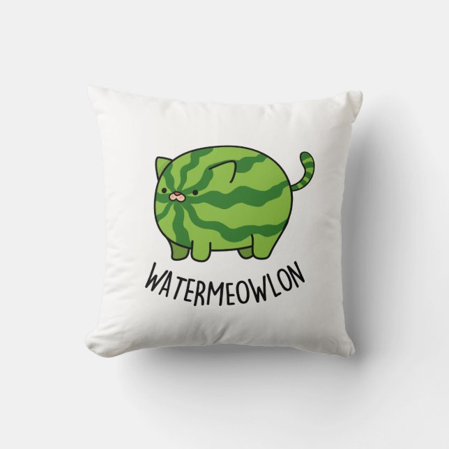 Vatten-meow-lon Funny Watermelon Cat Pun Kudde (Framsida)