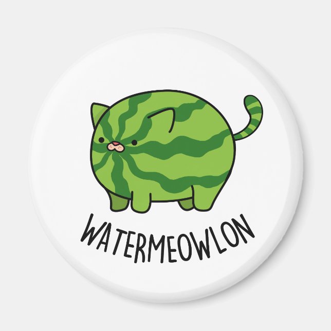 Vatten-meow-lon Funny Watermelon Cat Pun Magnet (Framsidan)