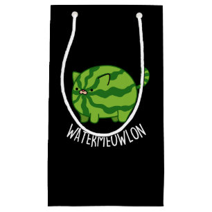 Vatten-meow-lon Funny Watermelon Cat Pun Mörk BG