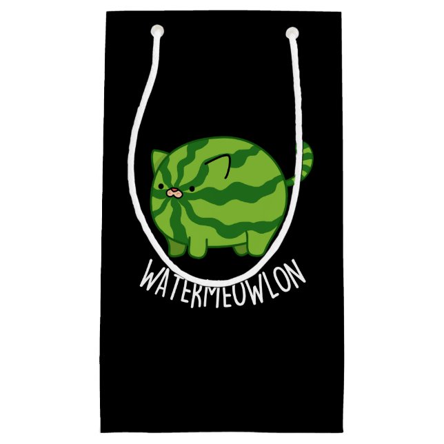 Vatten-meow-lon Funny Watermelon Cat Pun Mörk BG (Framsidan)