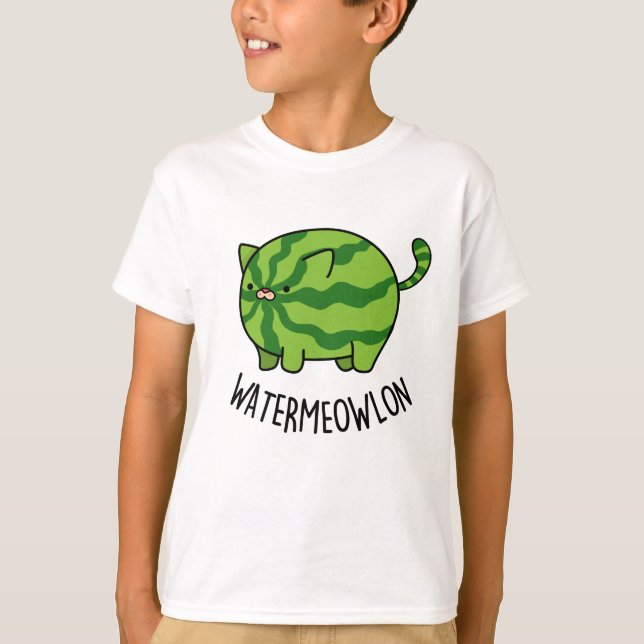 Vatten-meow-lon Funny Watermelon Cat Pun T Shirt (Framsida)