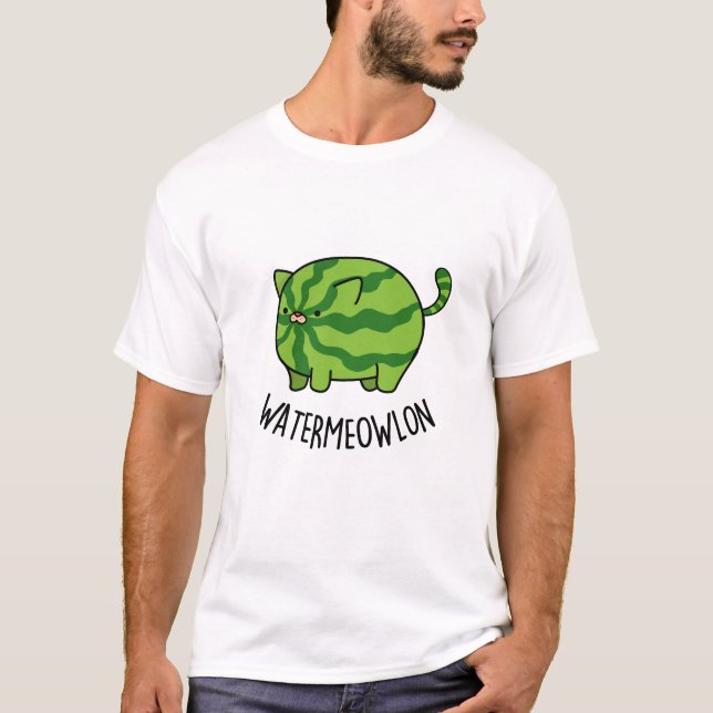 Vatten-meow-lon Funny Watermelon Cat Pun T Shirt (Framsida)
