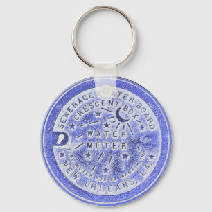 Vatten Meter Lid in Blue, New Orleans Nyckelring
