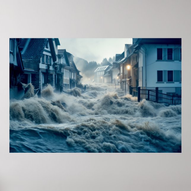 Vatten naturkraft som frigör ström Jordkatastrof Poster (Framsidan)