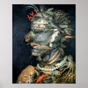 Vatten, (olja på arbetsyta), Arcimboldo, Giuseppe Poster