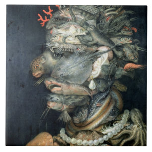 Vatten (olja på kanfas), Arcimboldo, Giuseppe Kakelplatta