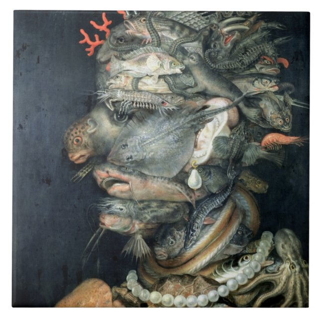 Vatten (olja på kanfas), Arcimboldo, Giuseppe Kakelplatta (Framsidan)