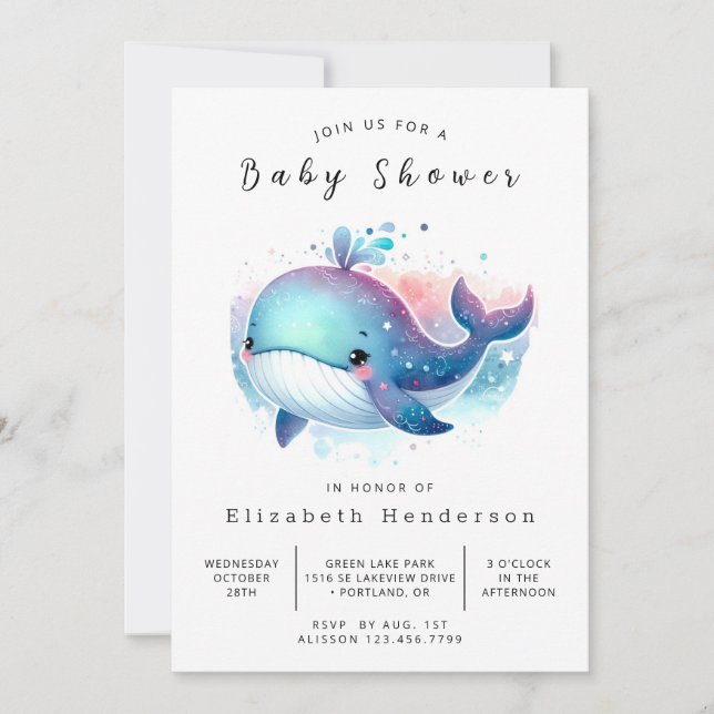 Vatten Online Val Baby Shower Inbjudningar (Framsida)