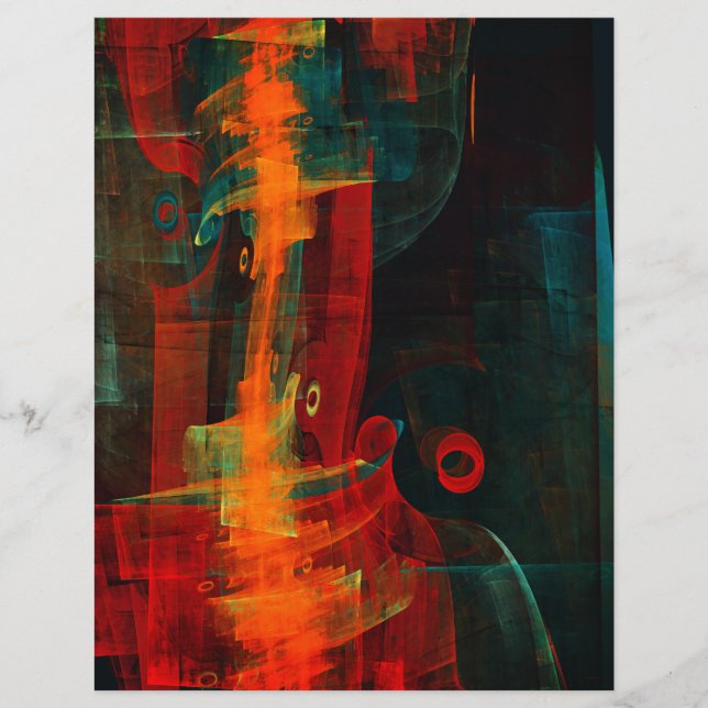 Vatten Orange Red Blue Modern Abstrakt Art Mönster (Framsida)